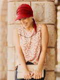 Cap Sofia Dark Red - chemotherapy headwear / alopecia cap 