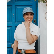 Chemo pet dames chemo mutsjes - Pet Sonia blue denim