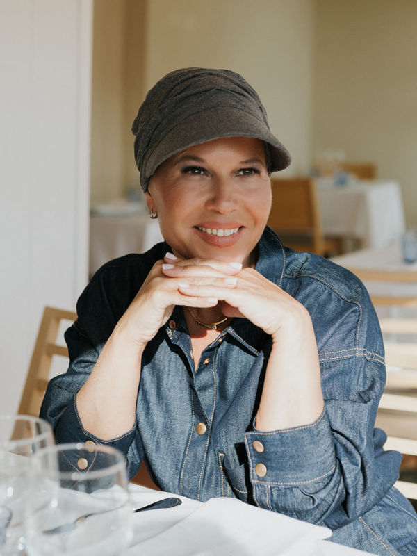 Cap Sonia Grey melange - chemo cap / alopecia cap