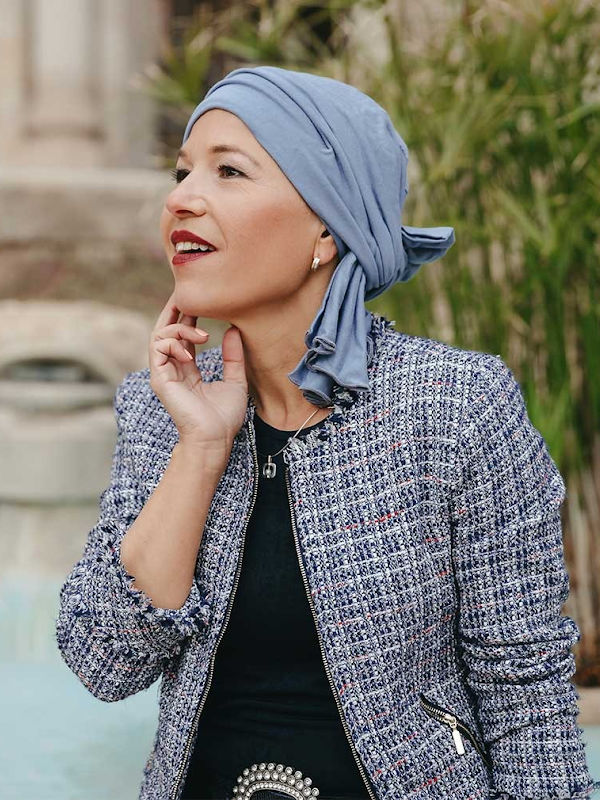 Headscarf Tania- Lavender Blue  - chemo headwear / alopecia headscarf