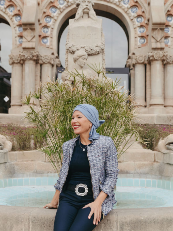 Headscarf Tania- Lavender Blue  - chemo headwear / alopecia headscarf
