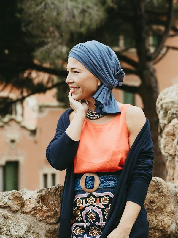 Headscarf Tania- Night Blue  - chemo headwear / alopecia headscarf