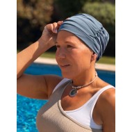Swim cap Steel Blue - chemo headwear / alopecia headwear