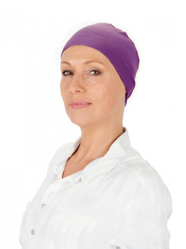 Sleep Cap Lee Purple comfort cotton - chemo hat / alopecia hat