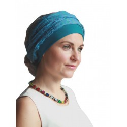 In the Bloom 100%cotton Blue Birds and Chevrons Mini Chemo Cap with Ties