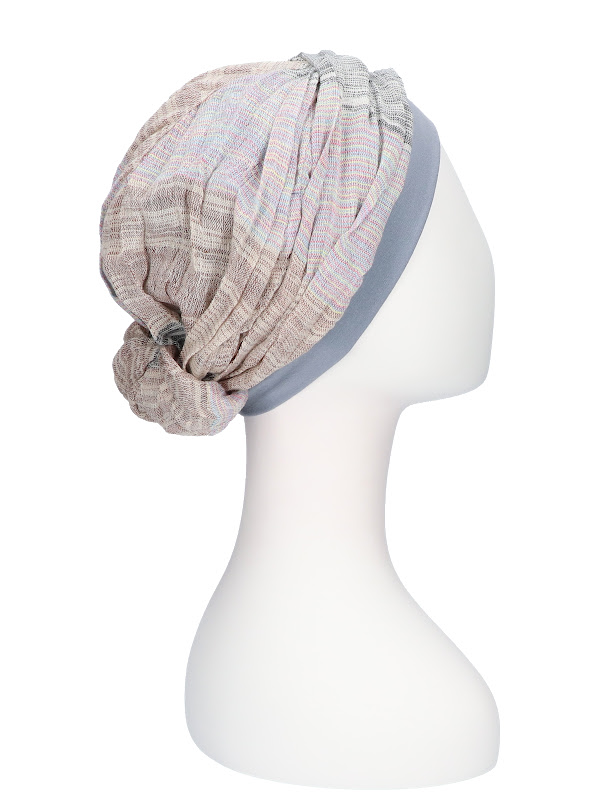 Top Mano print bleu - chemo hat/ alopecia headwear