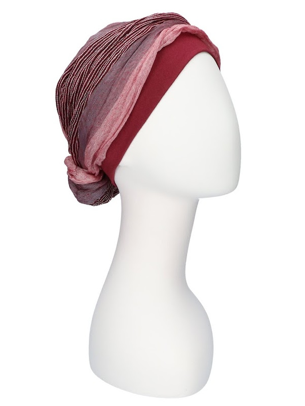 Top Mano Red Stripes - chemo hat / alopecia headwear