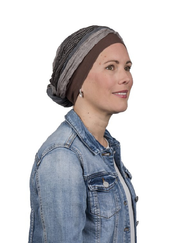 Top Mano stripes brown - chemo / alopecia headwear