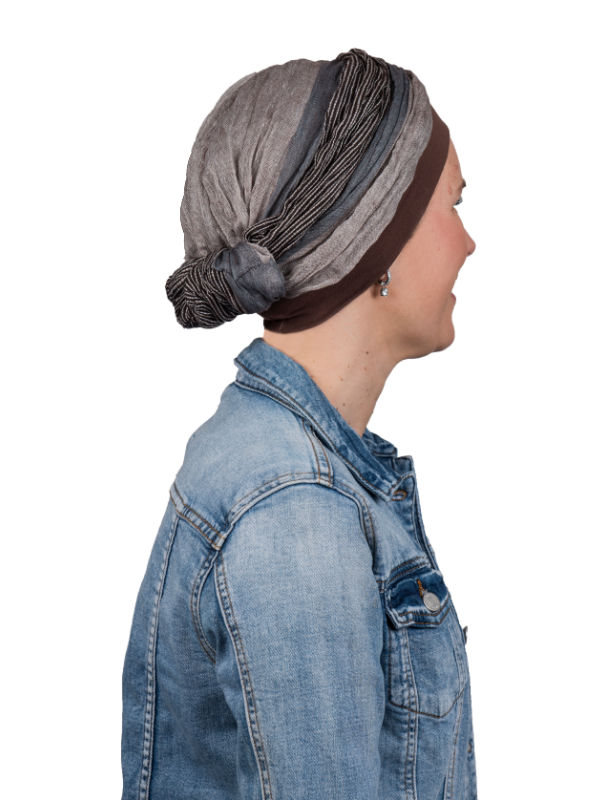 Top Mano stripes brown - chemo / alopecia headwear