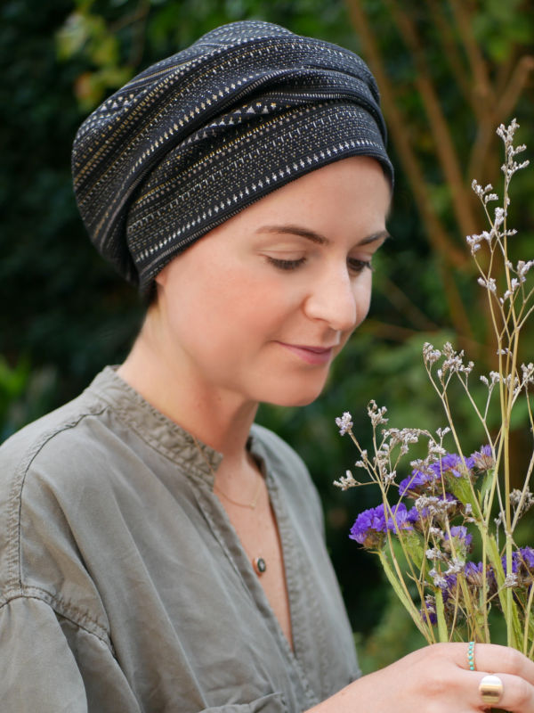 Hat Maya black pattern - chemo hat / alopecia hat Hat Maya black pattern - chemo hat / alopecia hat