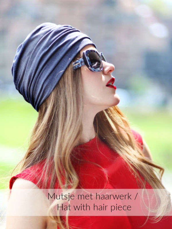 Top Noa jeans - cancer hat / alopecia hat Top Noa jeans - chemotherapie mutsje / alopecia mutsje - EN