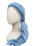 chemo mutsjes Lookahteme - Sjaalmutsje New Delhi Blue - chemo hoofdsjaal / alopecia sjaal