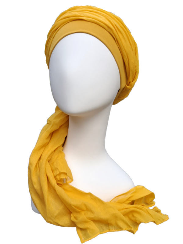 chemo mutsjes Lookhatme - Sjaalmutsje New Delhi Oker - chemo hoofdsjaal / alopecia sjaal