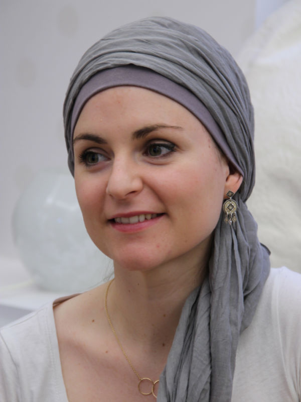 Scarf-hat New Delhi Grey - chemo headscarf / alopecia scarf
