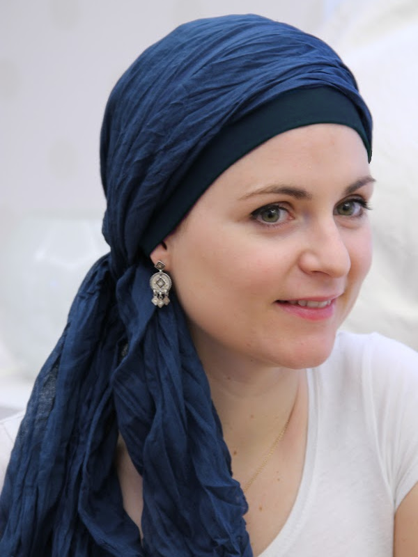 Scarf-hat New Delhi Navy  - chemo headscarf / alopecia scarf