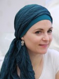 Scarf-hat New Delhi Petrol - chemo headscarf / alopecia scarf