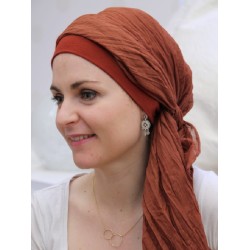 Voorgevormde chemo sjaals  Mooihoofd - Sjaalmutsje New Delhi Brique - chemo mutsjes Lookhatme