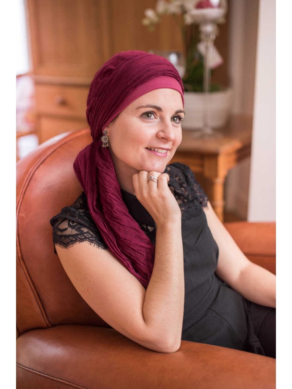 Scarf-hat New Delhi Bordeaux - chemo headscarf / alopecia scarf
