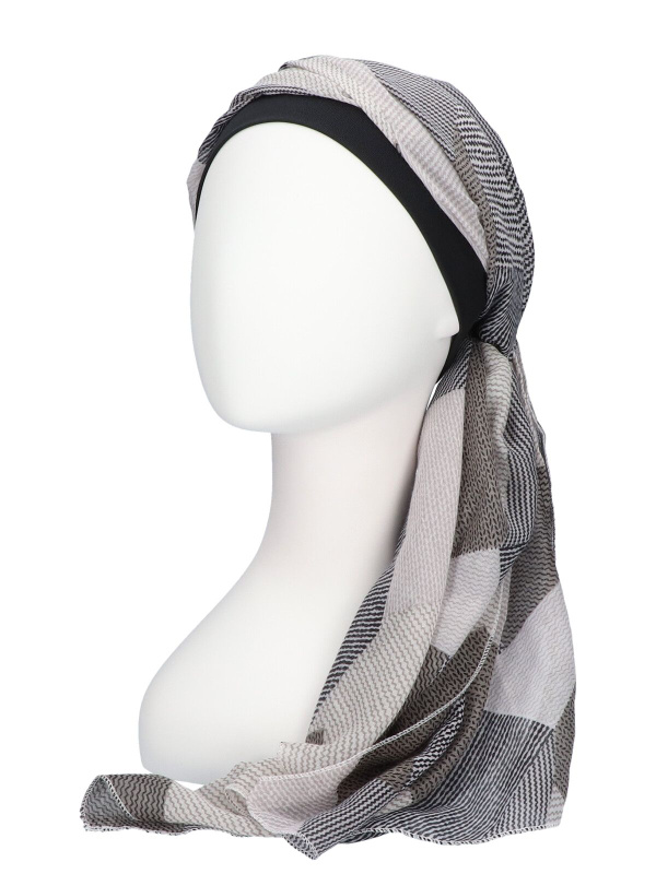 Scarf-hat New Delhi Black Grey - chemo headscarf / alopecia scarf