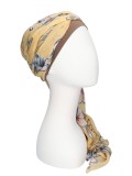 Scarf-hat New Delhi Yellow Flowers - chemo headscarf / alopecia scarf