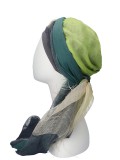 Scarf-hat Navy-Lime - chemo headscarf 